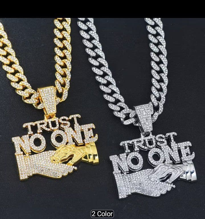 Trust No One" Iced-Out Cuban Link Chain